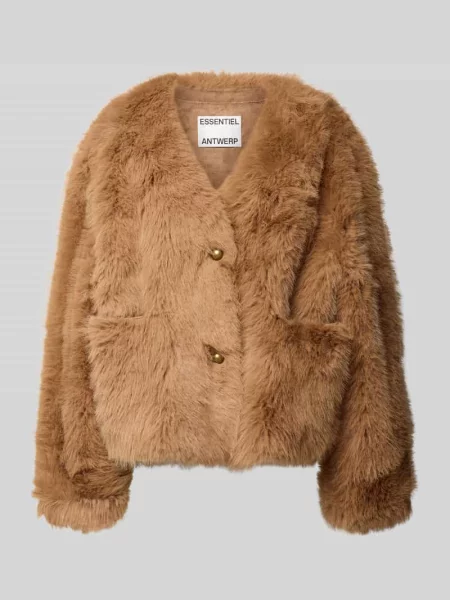 Pudełkowy krój kurtka ze sztucznego futra z listwą guzikową model "IJACKET" Essentiel Antwerp