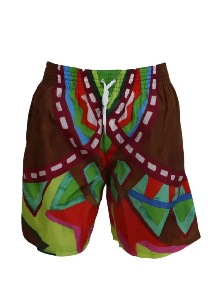 Slip de baie Dsquared2 cu imagine cu imprimeu geometric cu cordon maro