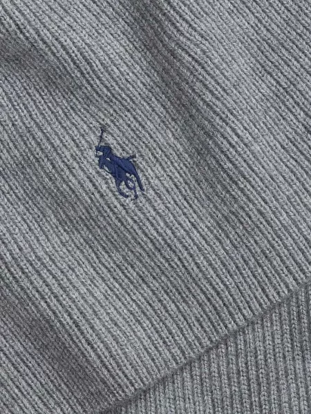 Szal z czystej wełny z wyhaftowanym logo Polo Ralph Lauren szara