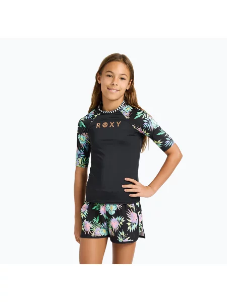 Детска тениска за плуване ROXY Active RG Lycra XMGB anthracite aquarella черно