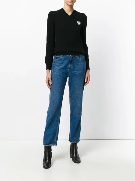 Megztinis Comme Des Garçons Play v formos iškirpte su širdelėmis juoda