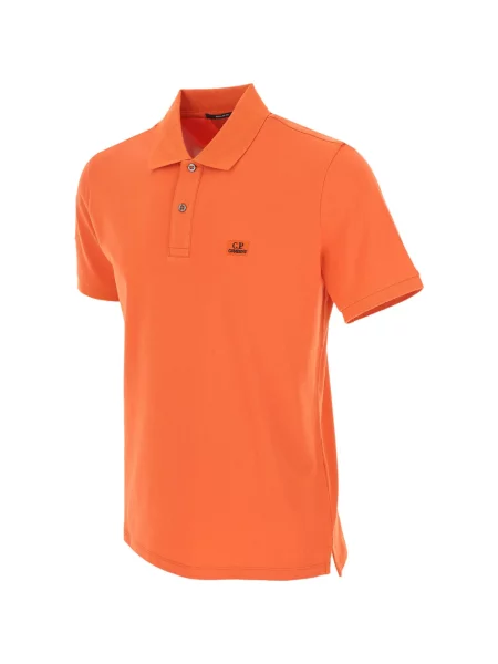 Koszulka polo C.p. Company z krótkim rękawem z logo pomarańczowa