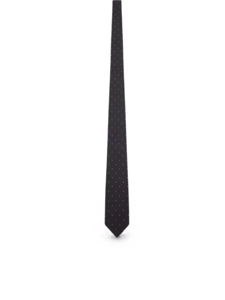 Cravată Tom Ford de mătase cu buline negru