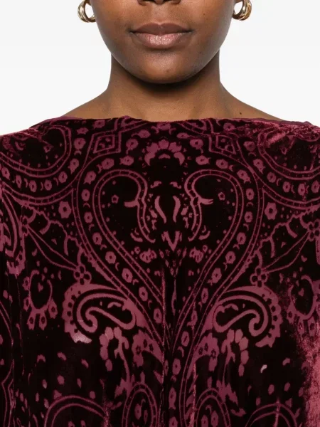 Poncho Etro de catifea cu model paisley roșu