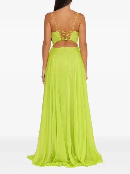 Rochie maxi Forever Unique cu pene cu crăpătură de costum verde