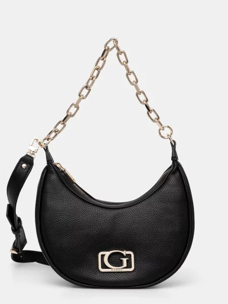 Lniana torebka na łańcuszku Guess czarna