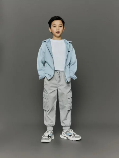 Reserved Spodnie jogger cargo jasnoszary
