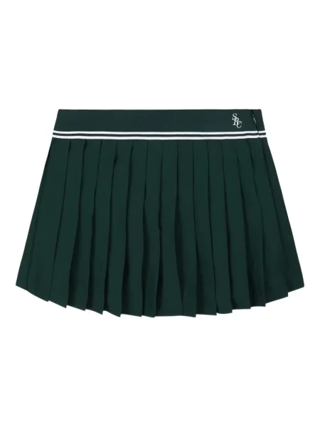 Fusta plisata Sporty & Rich cu broderie plisată verde