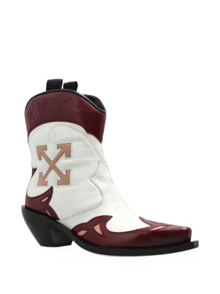 Cizme scurte Off-white din piele alb