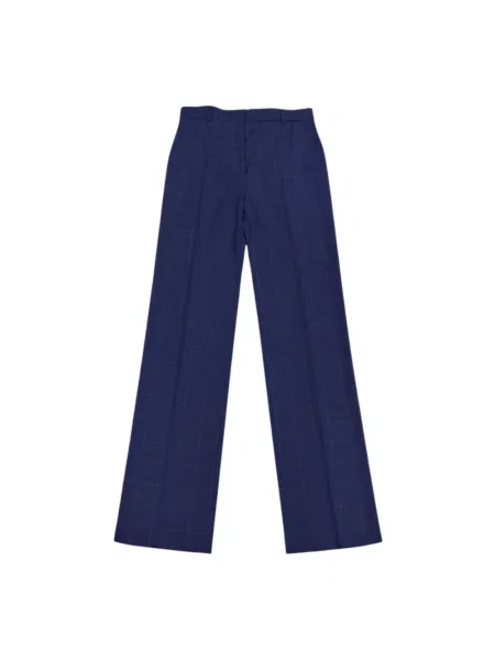 Spodnie Max Mara Studio wełniane w kratkę niebieskie