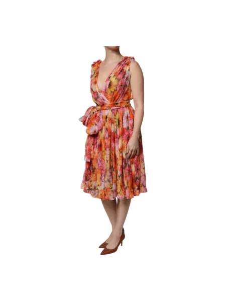 Jedwabna sukienka midi Dolce And Gabbana w kwiatki