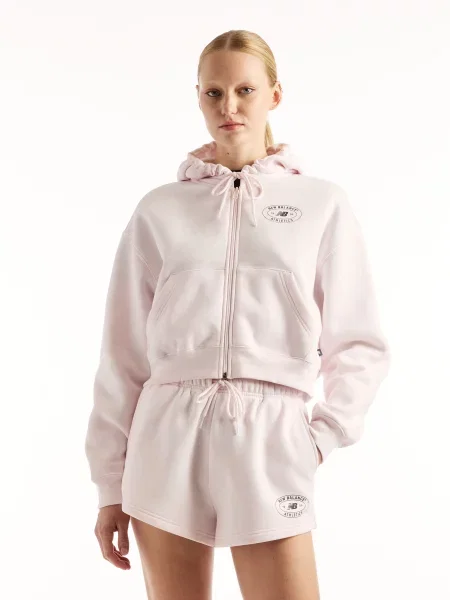 Спортивна кофта New Balance Reimagined Fleece Full Zip рожевий