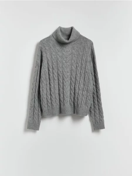 Reserved Pulover cu guler rulat și model decorativ gri-neutru gri