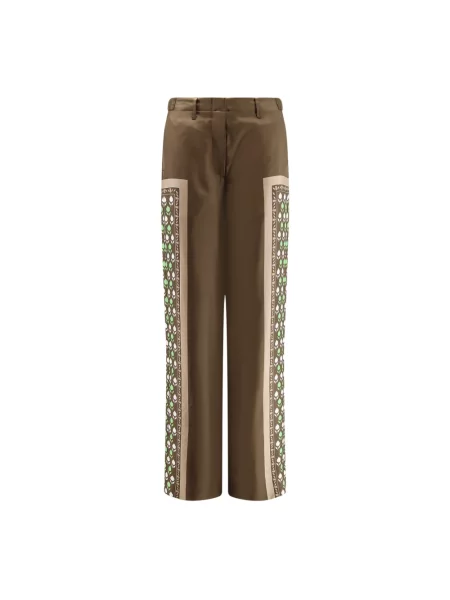 Satynowe spodnie Tory Burch brązowe