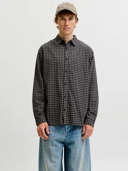 JACK & JONES Cămașă JJCarter gri închis / negru alb