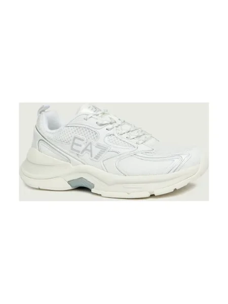 Sneakers cu adaos de piele alb