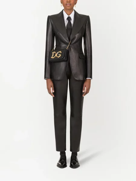 Spodnie Dolce And Gabbana skórzane czarne