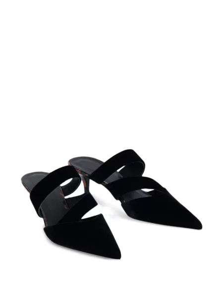 Papuci tip mules Balmain de catifea negru