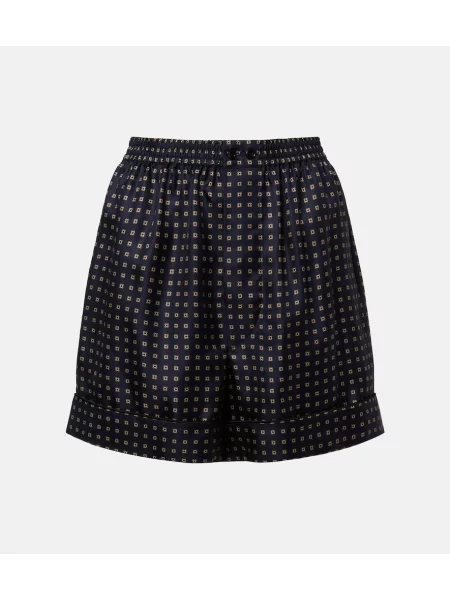 Pantaloni scurți Saint Laurent de mătase cu imagine albastru