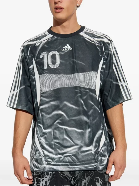 Tricou Adidas cu dungi cu imagine din jerseu verde