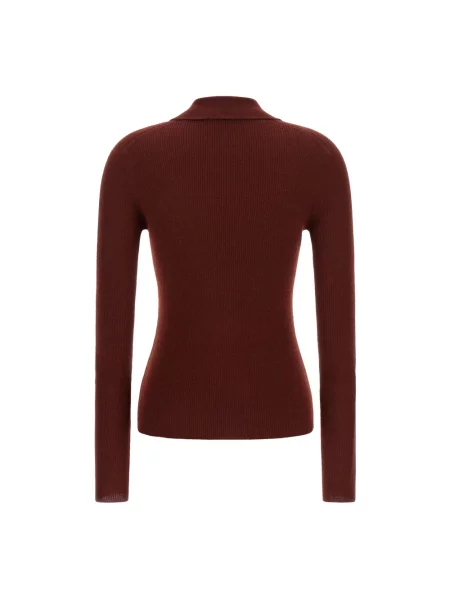 Lniana koszulka polo Max Mara czerwona