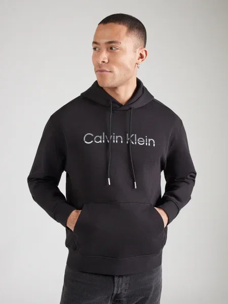Jachetă cu glugă Calvin Klein cu glugă din material terry negru
