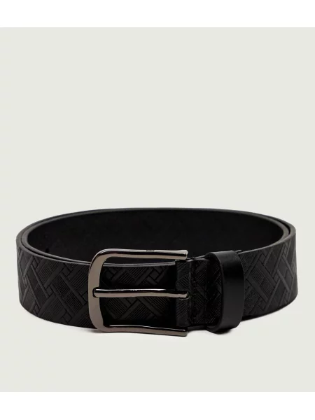 Tommy Hilfiger Curea de piele TH Flag Monogram negru