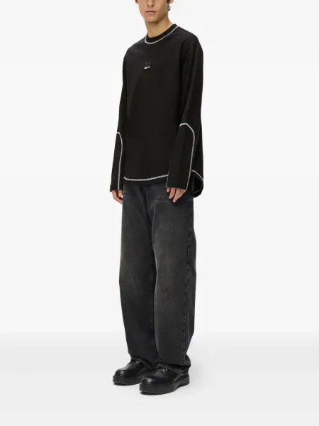 Tricou Karl Lagerfeld Jeans lung negru