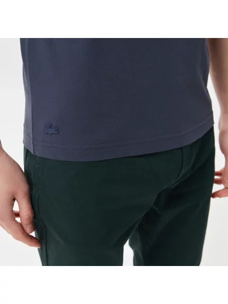 Lacoste T-Shirt Z Okrągłym Dekoltem Z Nadrukiem Slim Fit granatowy