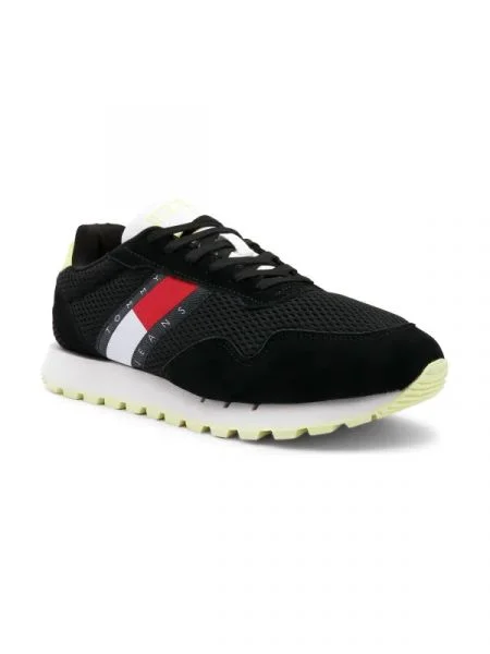 Tommy Jeans Sneakers tornacipő TOMMY JEANS RETRO RUNNER MESH bőr hozzáadásával fekete