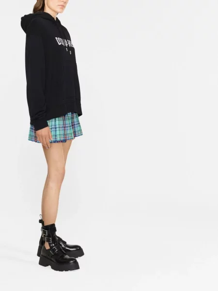 Mikina s kapucí Dsquared2 s potiskem černá