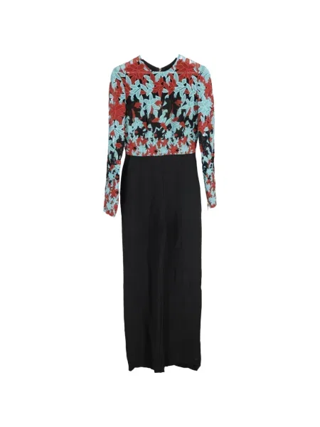 Salopetă Elie Saab cu model floral cu mâneci lungi lungă negru