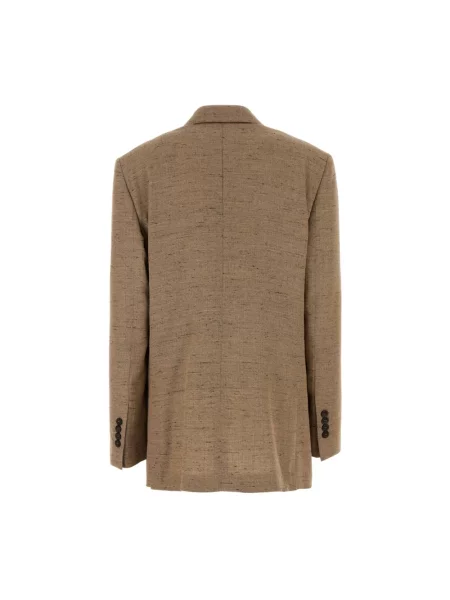 Lniana marynarka Dolce And Gabbana dwurzędowa brązowa