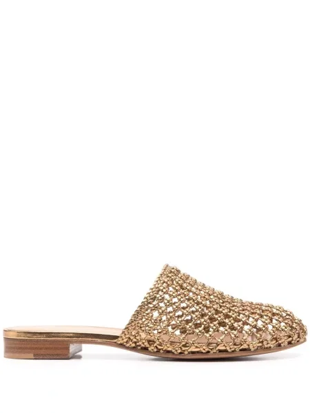 Papuci tip mules Ferragamo din piele auriu