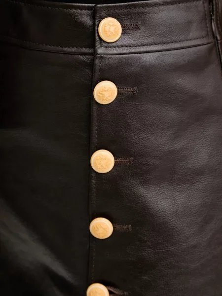 Мини кожаная юбка Bally клеш коричневая