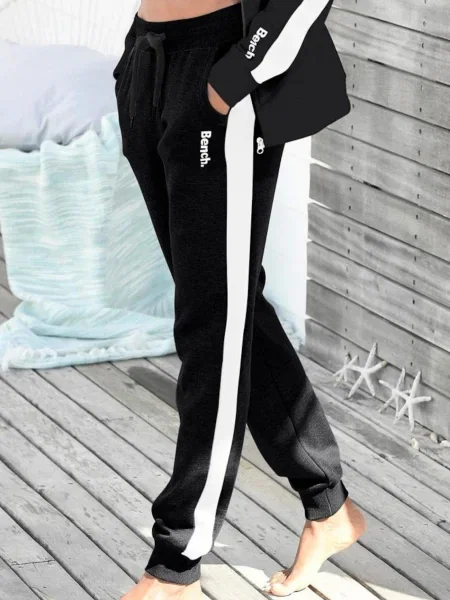 BENCH Pantaloni negru alb