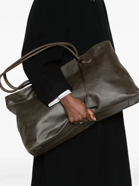 Geantă shopper Low Classic din piele clasică cu autograf maro