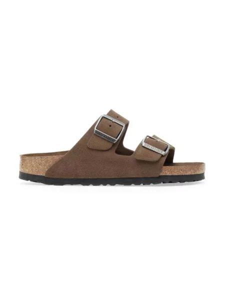 Klapki Birkenstock zamszowe brązowe