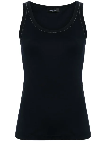 Podkoszulka Fabiana Filippi z koralikami prążkowana niebieska