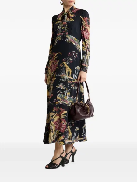 Rochie Etro de mătase cu model floral cu imagine negru