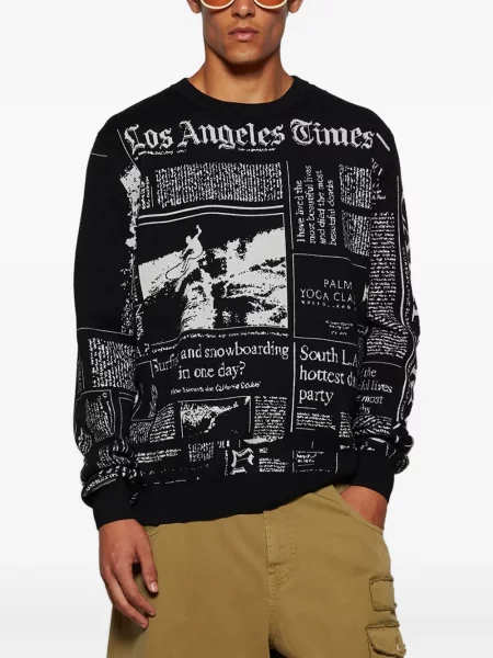 Pulover Palm Angels cu imagine cu decolteu în U negru
