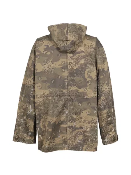 Geacă Kamiya cu glugă cu model paisley verde