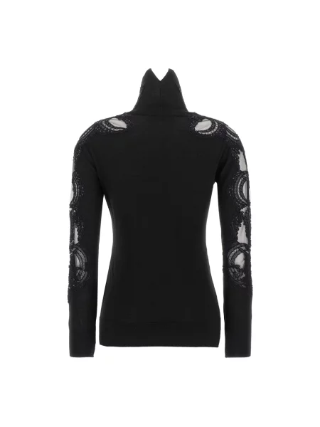Sweter z golfem Ermanno Scervino wełniany z długim rękawem czarny