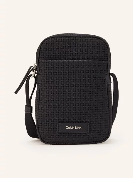 Calvin Klein Saszetka Embossed Woven Slim Reporter czarny