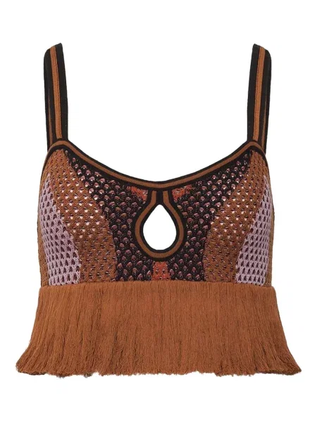 Топ Johanna Ortiz с волани изрязани кафяво