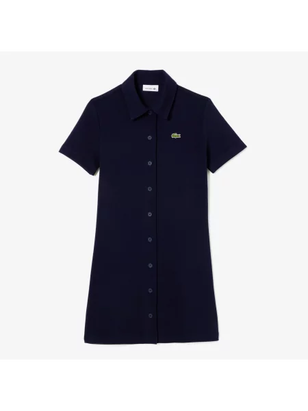 Lacoste Sukienka Polo Z Bawełny Organicznej Zapinana Na granatowy