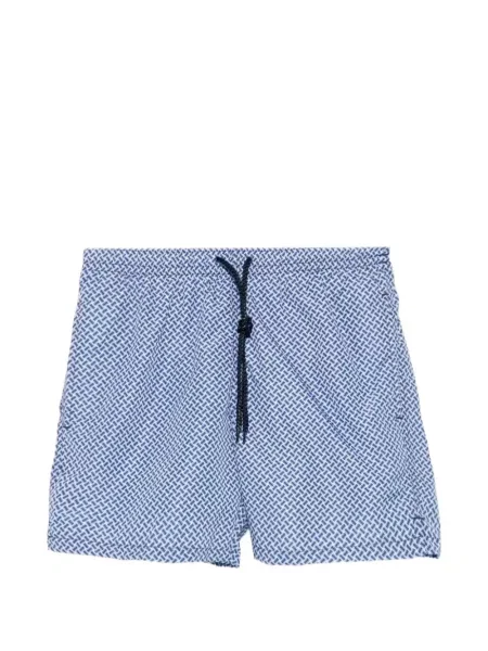 Slip de baie Drumohr cu imagine cu imprimeu geometric cu cordon albastru