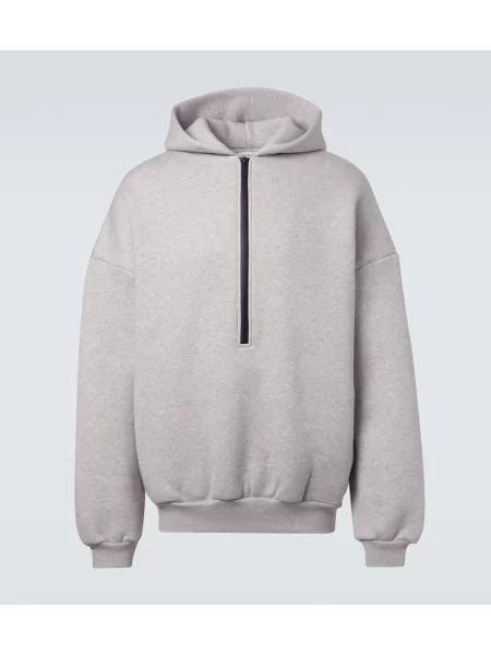 Hanorac cu glugă Fear Of God de jumătate de fermoar gri