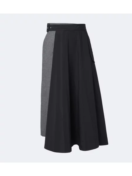 Fustă midi Sacai de lână negru