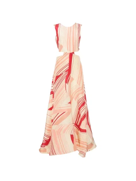 Rochie maxi Raquel Diniz cu imagine cu imprimeu abstract portocaliu